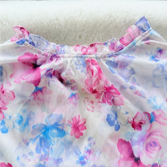 🔥PRICE DROP🔥Steve Madden Pink & Blue Floral Ruffle Tiered Mini Dress - Picture 13 of 14